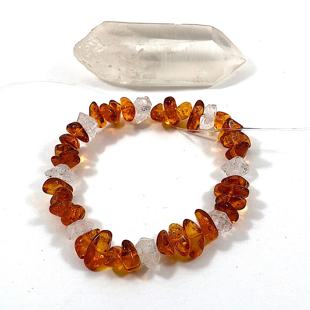 Herkimer Diamond Amber Bracelet